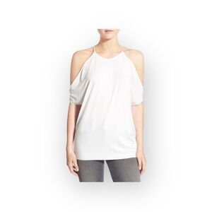 new Bailey 44 𒀭 Cold Shoulder Spaghetti Strap Draped Top 𒀭 Wear 2 Ways 𒀭White